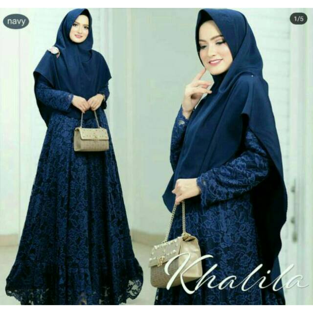 Gamis Khalila Dress Brokat Busui Simple