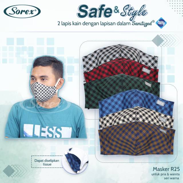 MASKER KAIN SOREX R25 NON MEDIS earloop