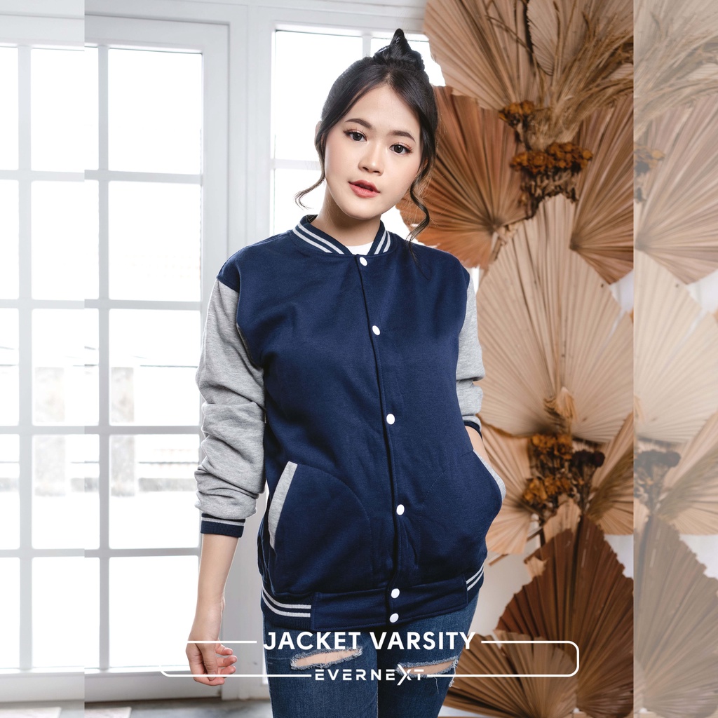 Jaket VARSITY Wanita Baseball Fleece Casual Cewek Vintage