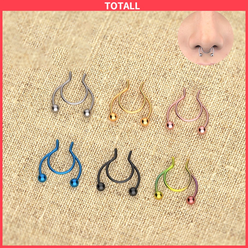 [✅READY STOCK] Tindik Cincin Hidung Palsu Tahan Karat Septum Magnetik U Bahan Cincin Tindik Hidung Unisex  Penjualan Panas Mode