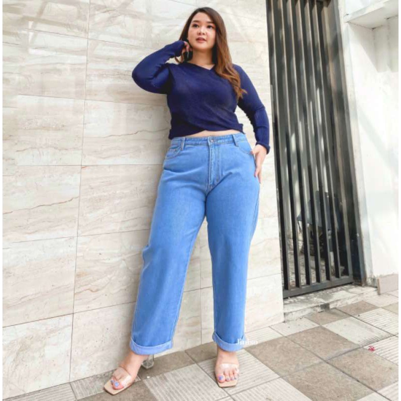 JEANS WANITA BIG SIZE//BOYFRIEND JEANS BIG SIZE SUPER //JEANS BOYFRIEND WANITA JUMBO KEKINIAN