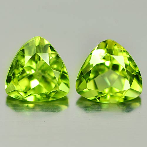 Match Pair Trilliant Calibrate Size 1.73ct Tcw 6.10x6.0mm Unheated Natural Green Peridot PD809