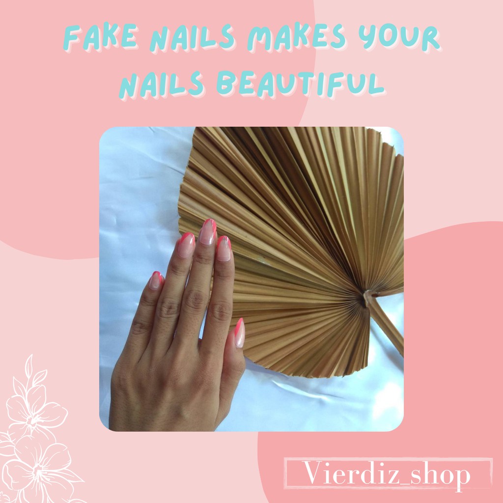 Nails kuku palsu polos kuku palsu pendek kuku palsu warna merah