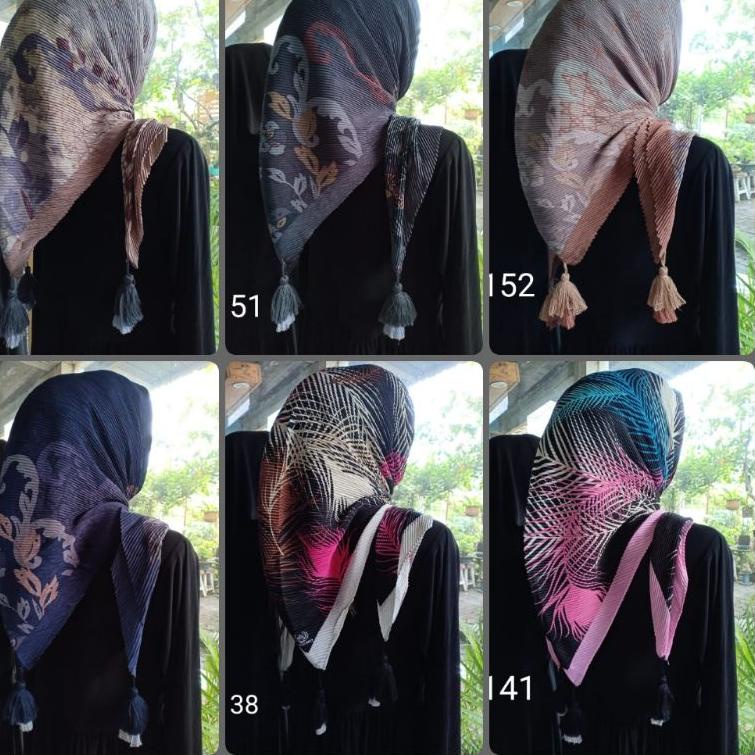 Segiempat tasel plisket ori NN segi empat kekinian segi4 plisket motif segiempat jambul ori azara [V
