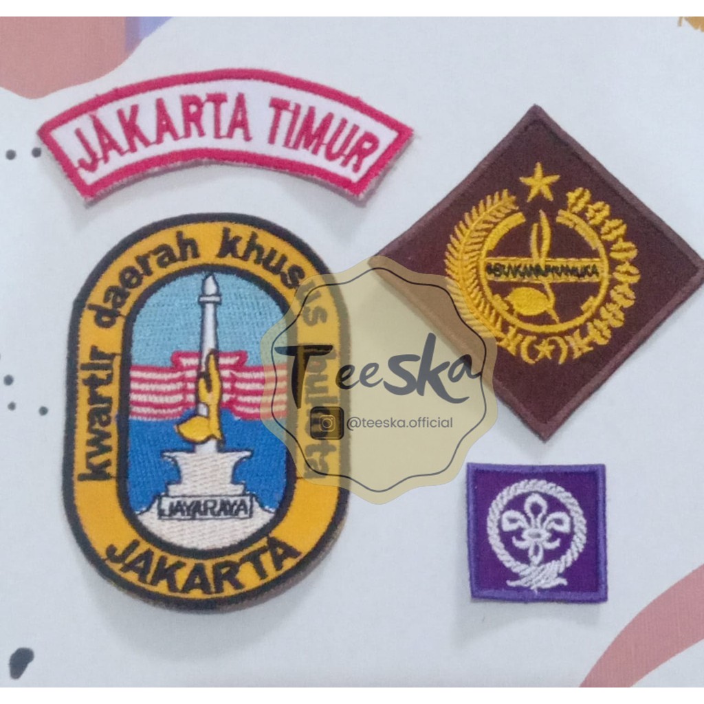 Set Atribut  Seragam Pramuka Logo Tunas Kelapa dan Wosm, Logo Kwartir Daerah ( Kwarda ) DKI Jakarta 