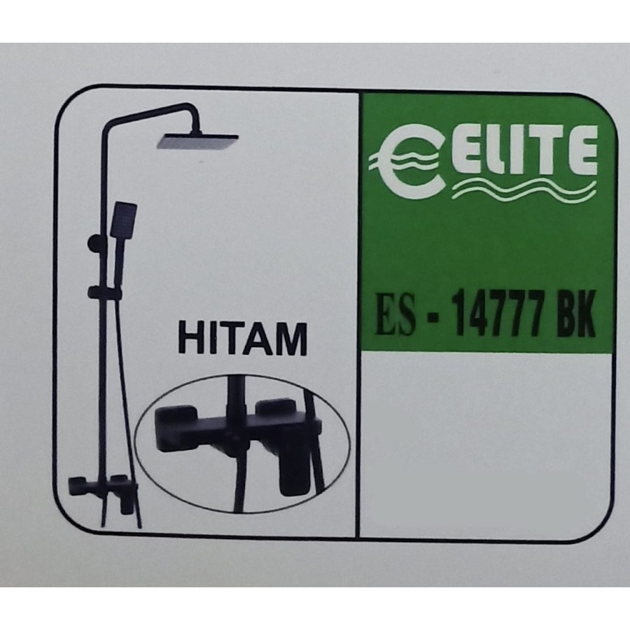 Kran Shower/Tiang Shower Set Minimalis (Panas+Dingin)-Elite ES-14777BK