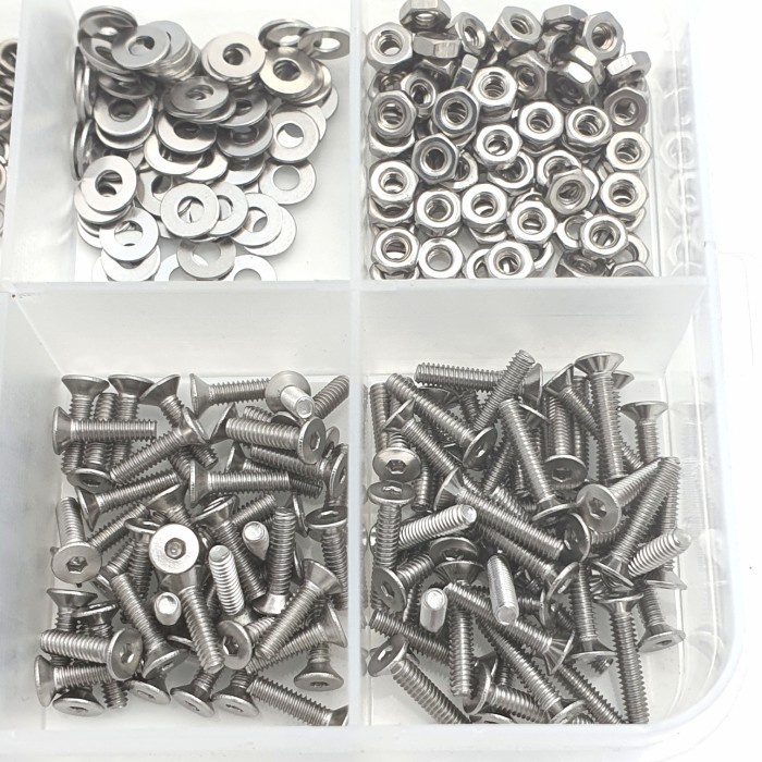 600pcs M2 flat head countersunk baut hex screw mur washer nut