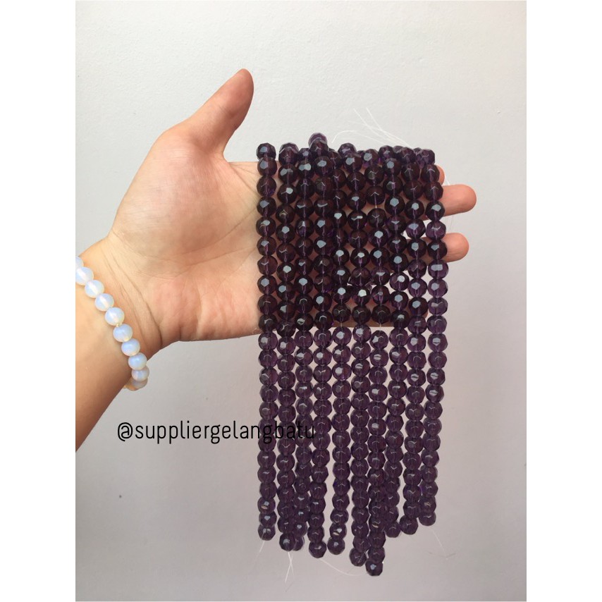 kristal bola dunia cutting 10mm UNGU ceko bulat craft manik beading fashionita pria wanita aksesoris