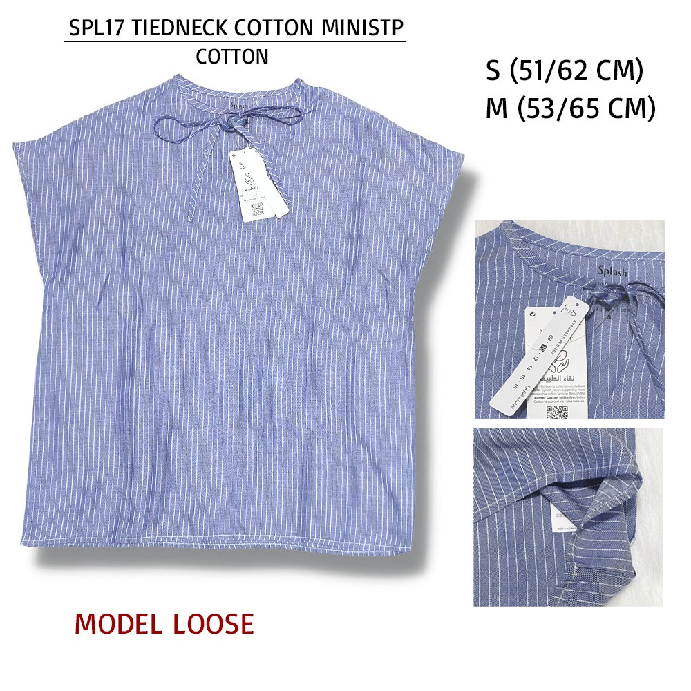 Blouse Wanita Casual TieNeck Loose Linen Cotton Rayon (SPL17 TIENECK TOP)-8