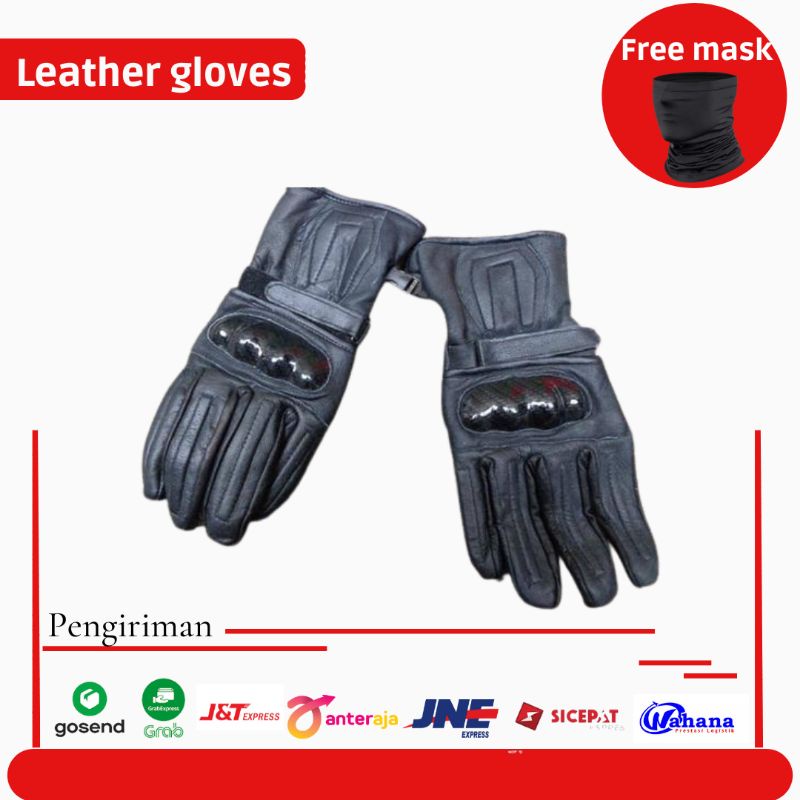 Sarung Tangan Kulit Asli Batok Protector Full Finger Free Masker Murah