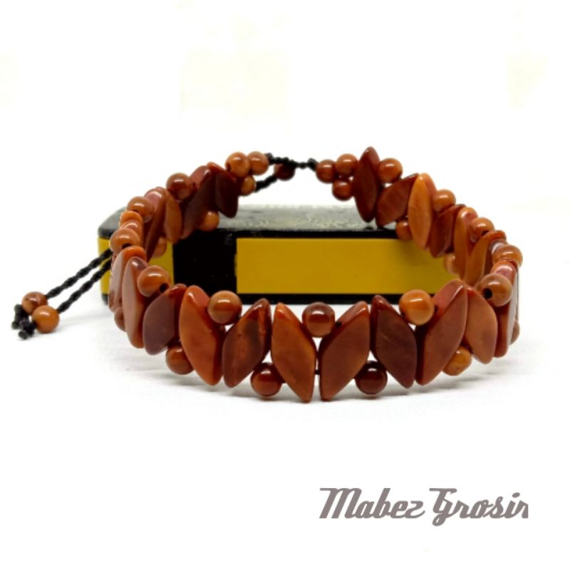 (COD) Gelang kaokah kaukah Motif Bunga Padi Gelang kayu Kesehatan Koakah asli