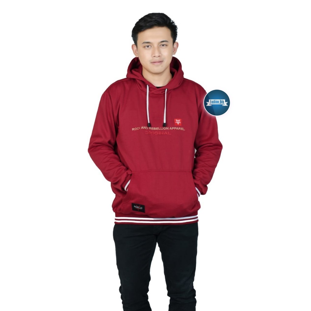 Sweater Pria LELExpress Bahan Fleece Tebal Warna Hitam Maroon Navy Abu Putih