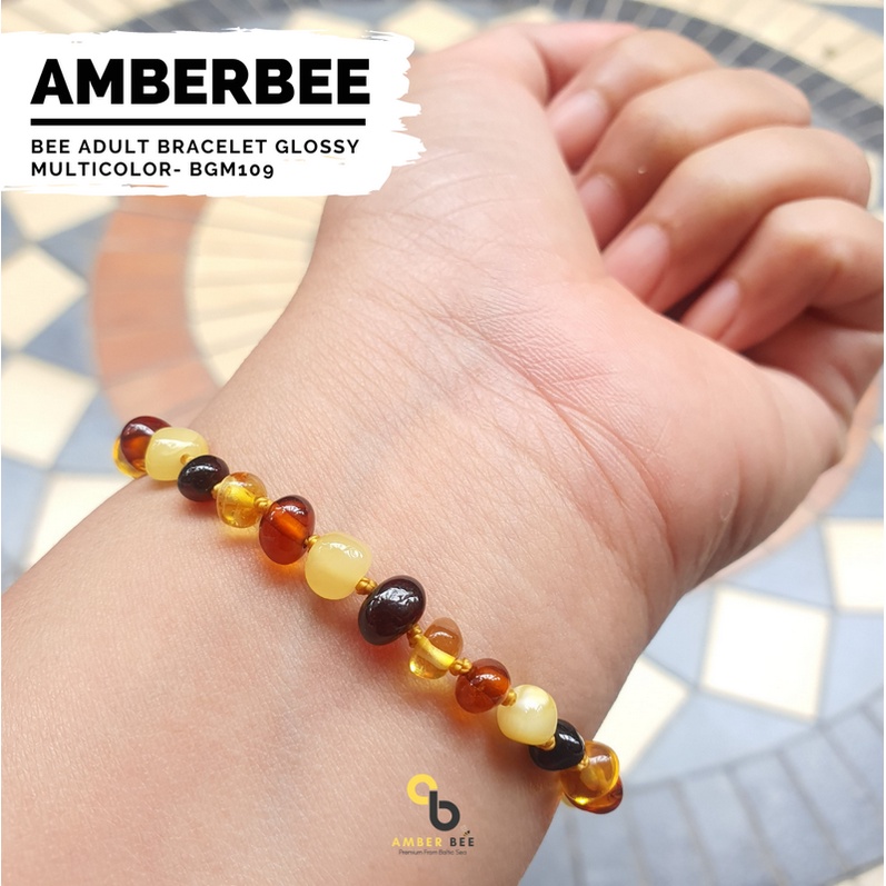 Gelang Amber Dewasa Premium 16cm Glossy Multicolor BGM109 By Amber Bee