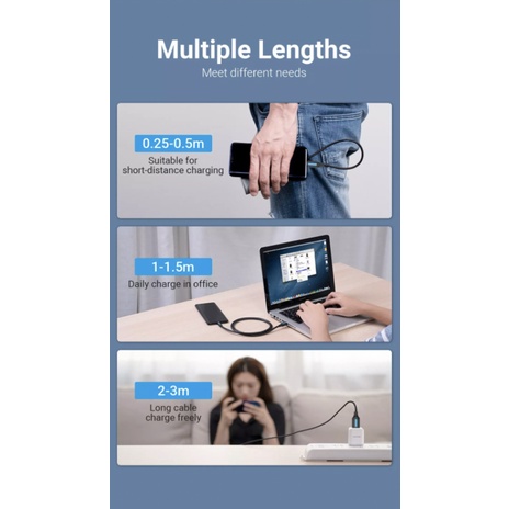 [0.25M] Vention Kabel USB to USB Type C Fast Charging 5A - Tipe COR