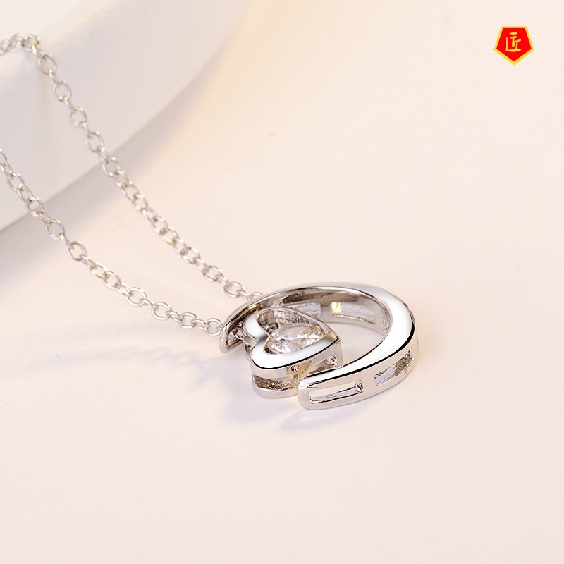 [Ready Stock]Japanese and Korean 925 Silver Necklace Heart-Shaped Moon Pendant