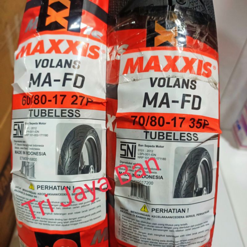 Paket Ban Luar MAXXIS 60/80-17 + 70/80-17.Tubeless