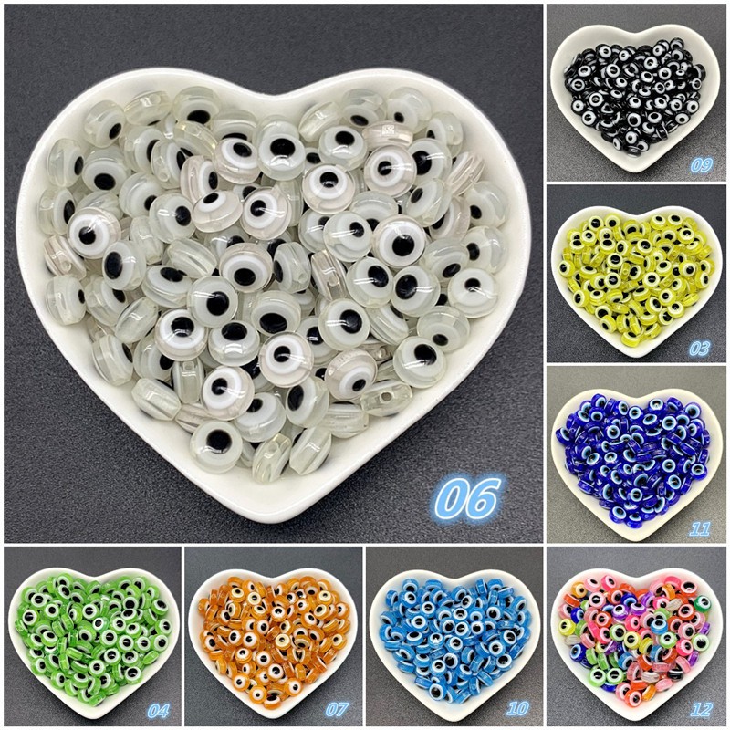 100Pcs/lot 6mm/8mm Resin Conical Evil Eye Beads For Making DIY Jewelry Accessories