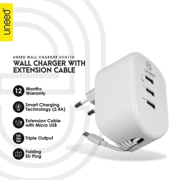uneed UCH110 Wall Charger with Extention Cable Original