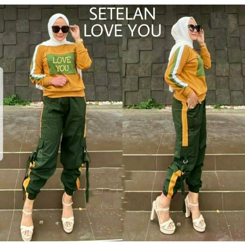 SET LOVE YOU / SETELAN WANITA / SETELAN JOGING