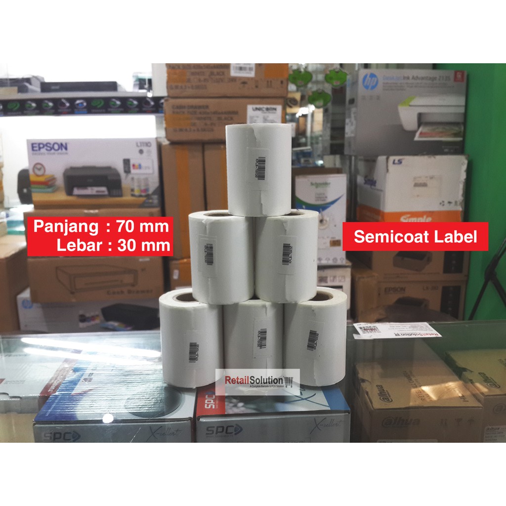 Sticker Kertas Label Barcode 70x30mm @400 pcs Semicoat