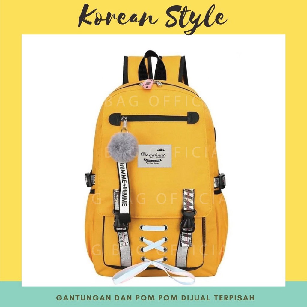 Ransel Korea Ransel Remaja Tas Korea Perempuan ( TIDAK DENGAN POM POM &amp; GANTUNGAN ) Tas Sekolah