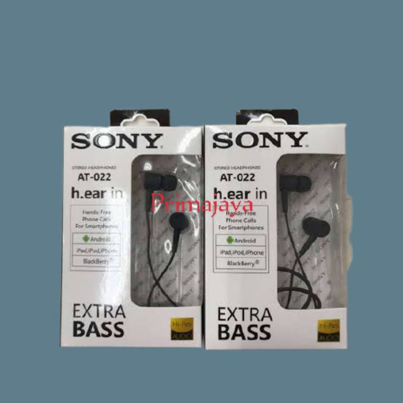 Headset Handsfree Sony AT022 Wired Headset Wired Earphone Bass Android iPhone Original Murah