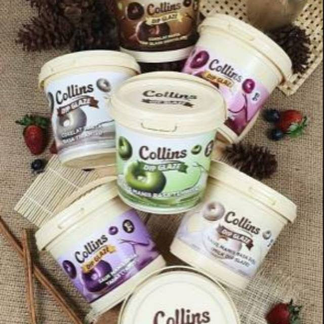 Collins Dip Glaze 1 kg Collins Choco Crunchy, Coklat Taro Green Tea Milk Strawberry Toping Donat Celup