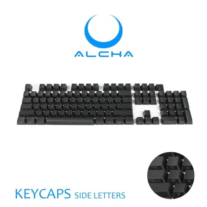 ALCHA KEYCAPS PBT SIDE LETTERS DOUBLE SHOT MECHANICAL KEYBOARD BLACK