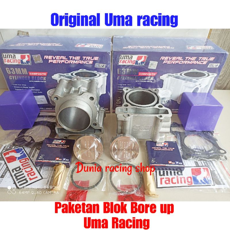 Blok seher Uma racing Nmax Aerox R15 new WR 155 MT15 R15 old Xabre Vixion Mx king 63MM Paketan Blok Bore up Uma racing Piston Forgin