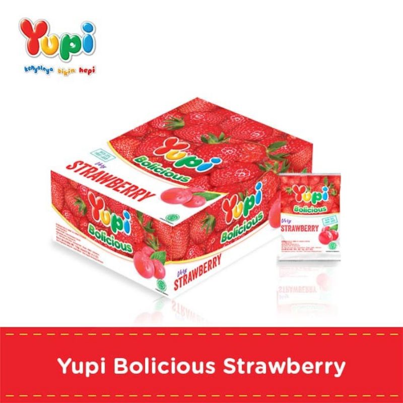 

YUPI BLACKBERRY BOX ISI 24 PCS @ 5GR YUPI BOLICIOUS STRAWBERRY YUPI BUAH PERMEN BUAH JELLY RASA STRAWBERRY SNACK YUPI BOLA