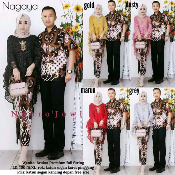 [ Pinguin Brokat Termurah ] Couple Batik Modern Nagaya Brokat Katun Halus M L XL