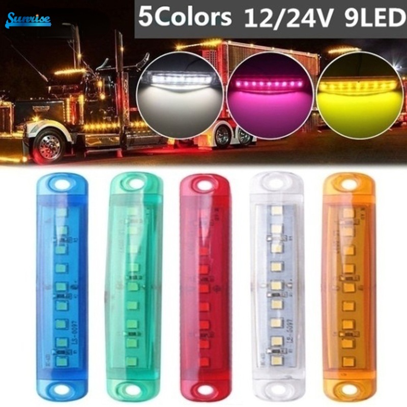 Lampu Peringatan Samping 9-led 12-24v Anti Air Untuk Mobil / Truk