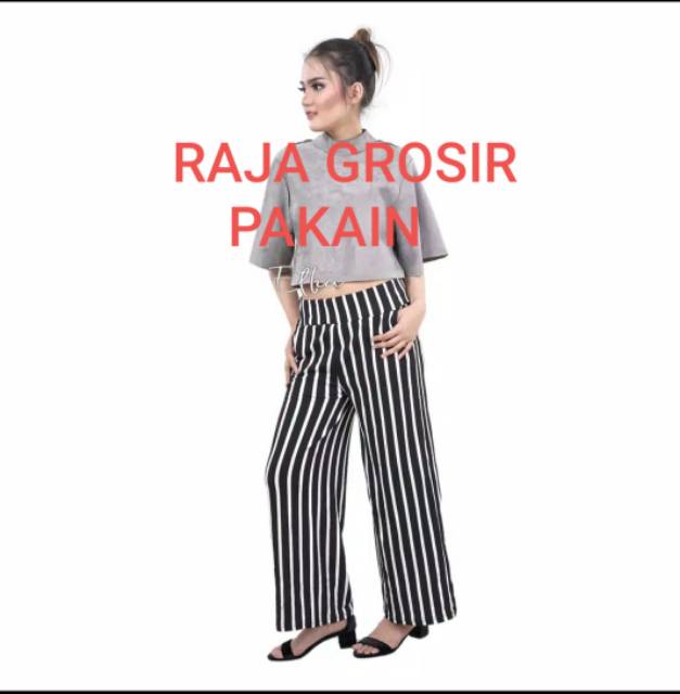 Celana Kulot Salur Panjang Dewasa Bahan Crepe/Wafel