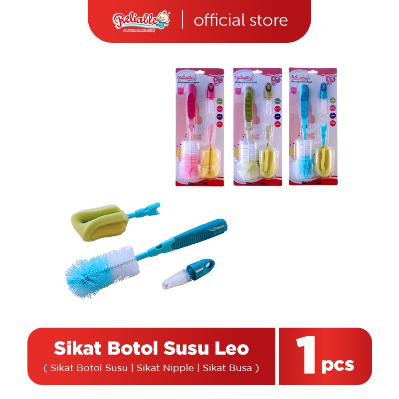 Makassar ! Nipple and Brush Bottle Sikat Botol Bayi Reliable Leo 3 in 1 Set