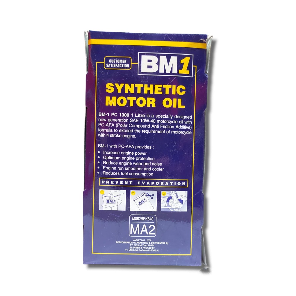 OLI MOTOR BM1 SYNTHETIC 4T PC-1300 1000ML 10W-40 SL ASLI BEBEK SPORT