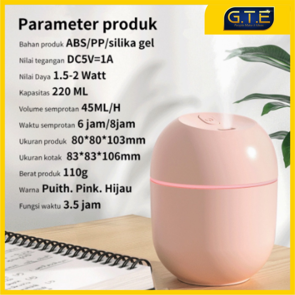 GTE | Mini Humidifier Air aroma / Humidifier Pelembab dan Penjernih Udara / humidifier/ disfuser | HUMIDIFIER MINI