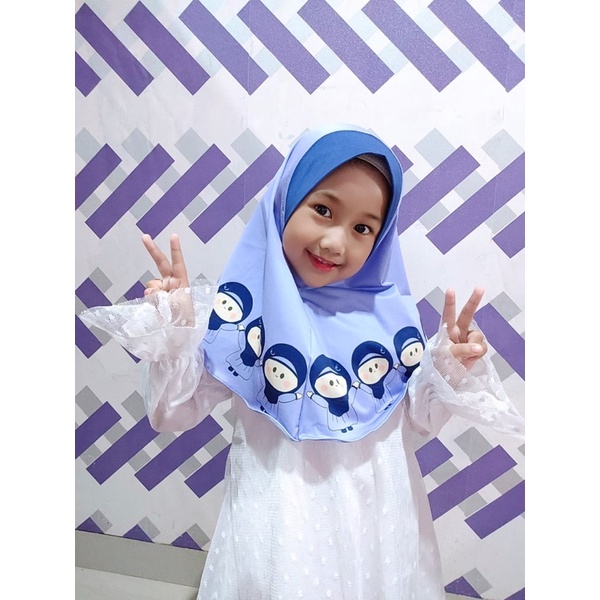 HIJAB INSTANT ANIMASI QALEY UNGU / HIJAB ANAK / HIJAB KARAKTER / HIJAB LUCU / HIJAB KARAKTER