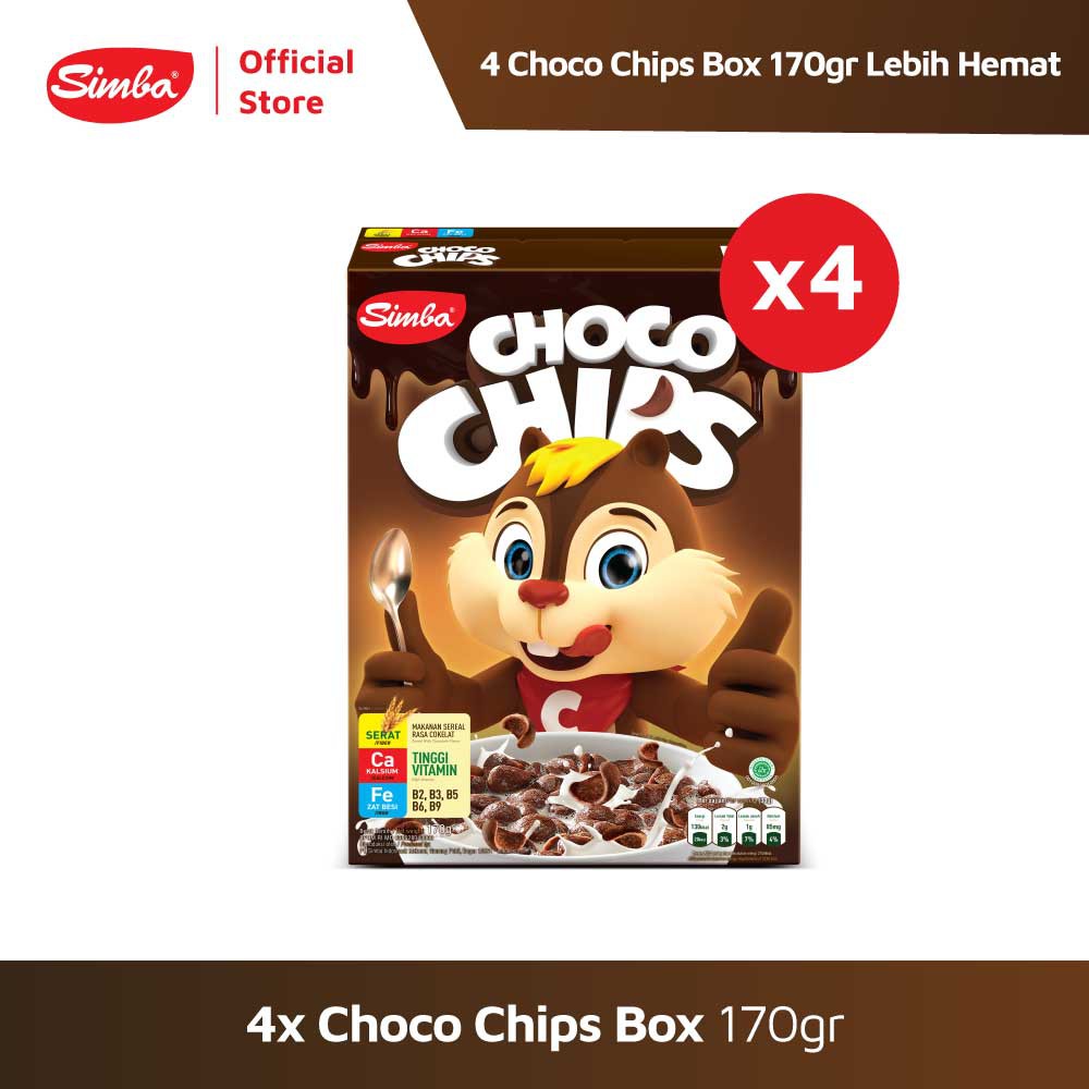 Choco Chip Cereal SIMBA - 4 Choco Chips Box 170 gr Super