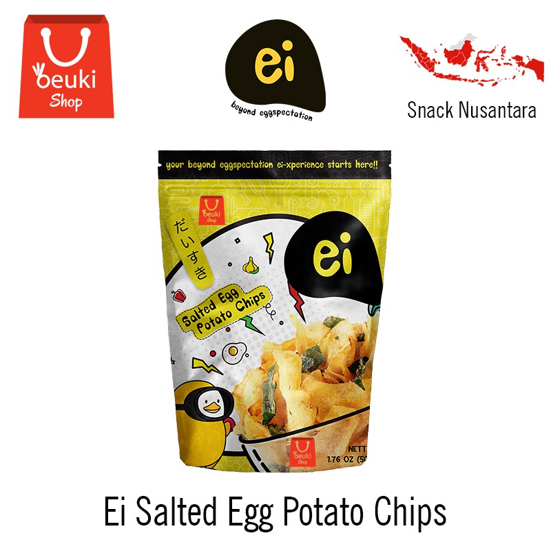 

Ei Salted Egg Potato Chips Keripik Kentang Dengan Telur Asin Premium - 60gr