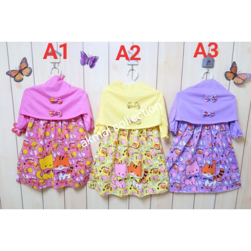 Gamis bayi perempuan usia 4 - 12 bln,muslim anak bayi,dres anak,syar,i anak perempuan COD
