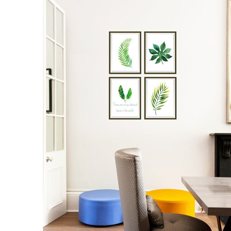 WALLSTICKER SK7132 FRAME GREEN LEAF 3D BINGKAI TROPICAL PLANT stikerdinding 50x70