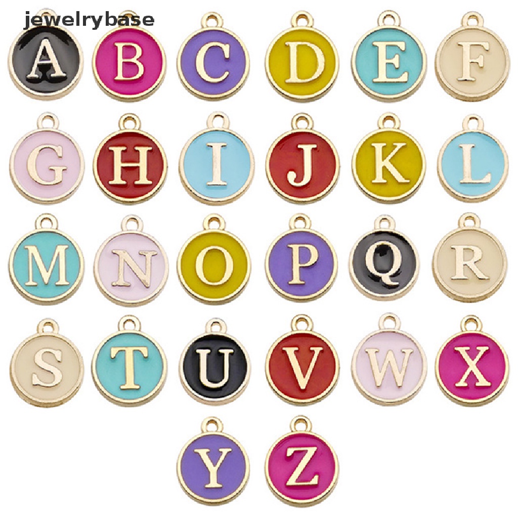 26 PCS / Set Alat Liontin Enamel Alfabet Inggris Ukuran 15x12mm Charms