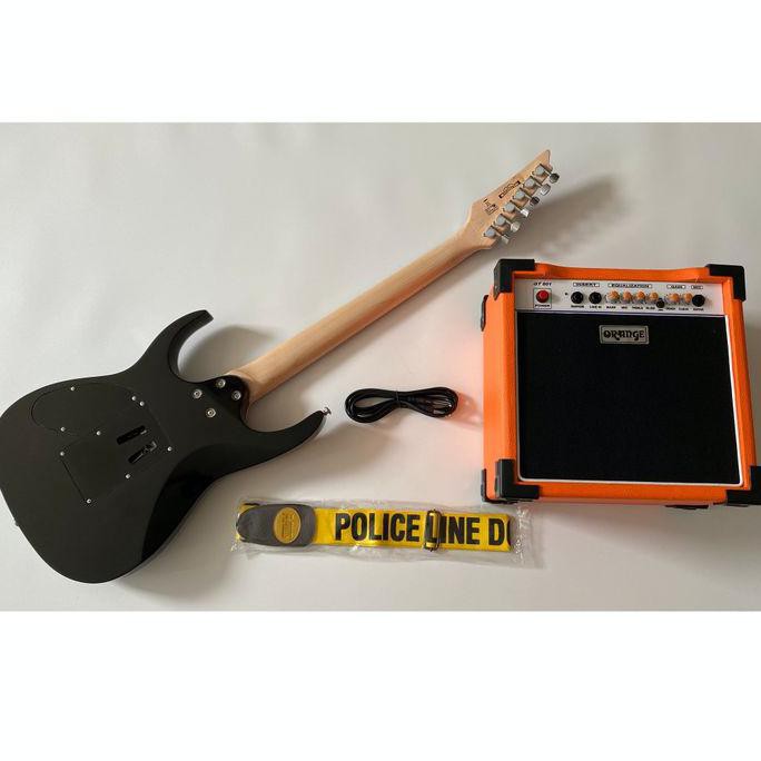 Gitar Ibanez Premium Abu Paketan Ampli Orange + Kabel Jack & Strap