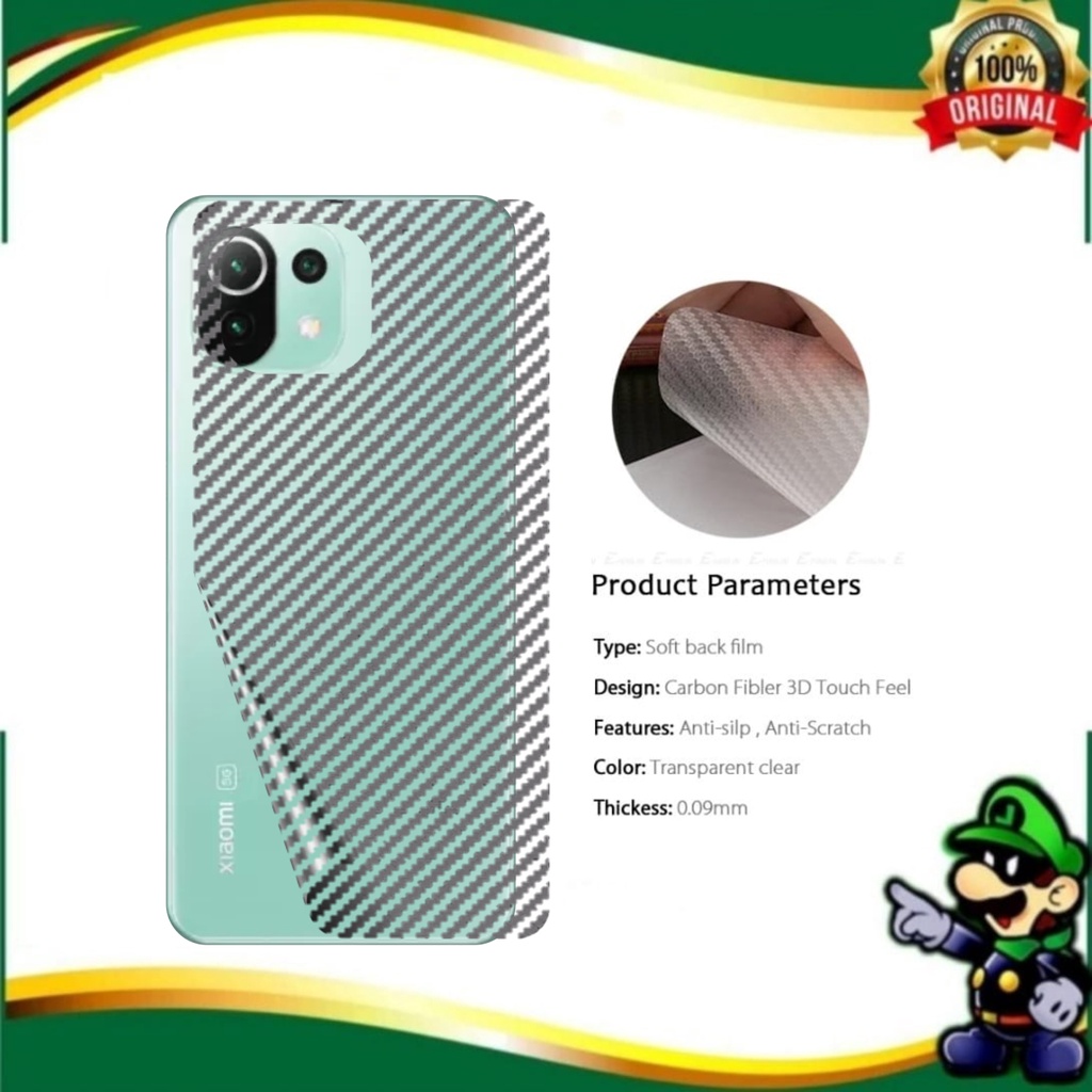 Garskin Skin Carbon XIAOMI MI 11 LITE , XIAOMI MI 11 LITE 5G Skin Carbon Pelindung Belakang