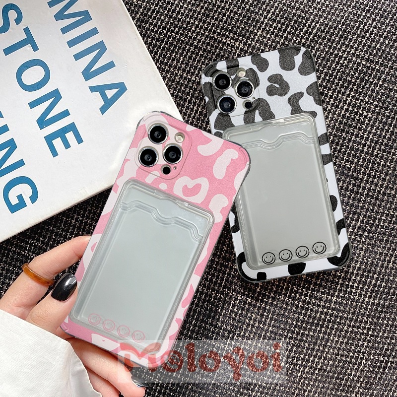 Soft Case TPU Motif Leopard Dengan Slot Kartu Untuk Iphone 11 12 13 Pro Max 7Plus 8 6 6s Plus Xs Max X Xr Se 2020