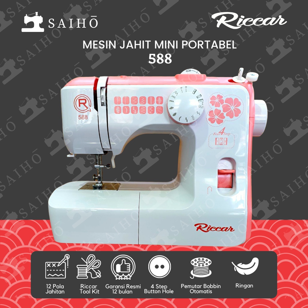 Riccar 588 Mesin Jahit Mini Portable Multifungsi | Japan Quality