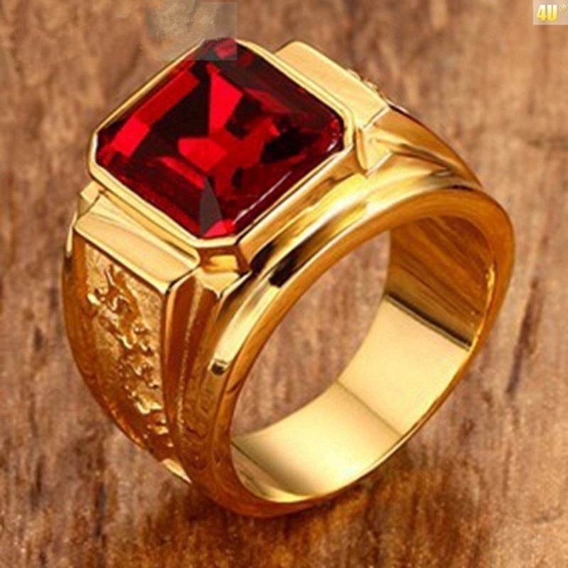 Cincin Emas Desain Naga Aksen Batu Permata Gaya Vintage Untuk Pria Suvenir Pernikahan