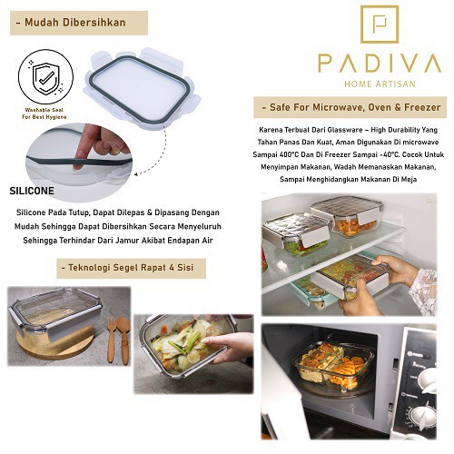 Padiva 1040ml Silver Gray (2pcs) Crystal Glassbox 1 compartment - GBC1040SS