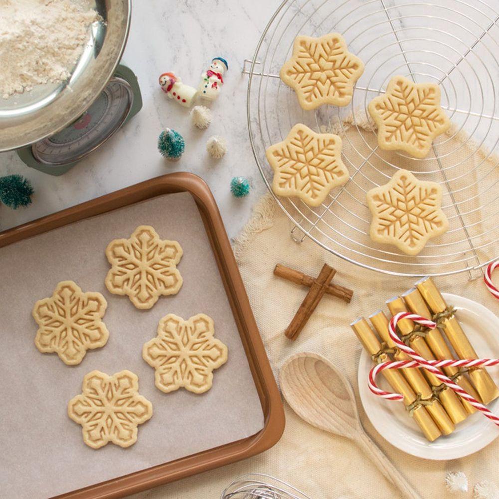 Top 4pcs Cetakan Kue Kering Embosser Coklat Biskuit Cap Baking Fondant Natal Snowflake