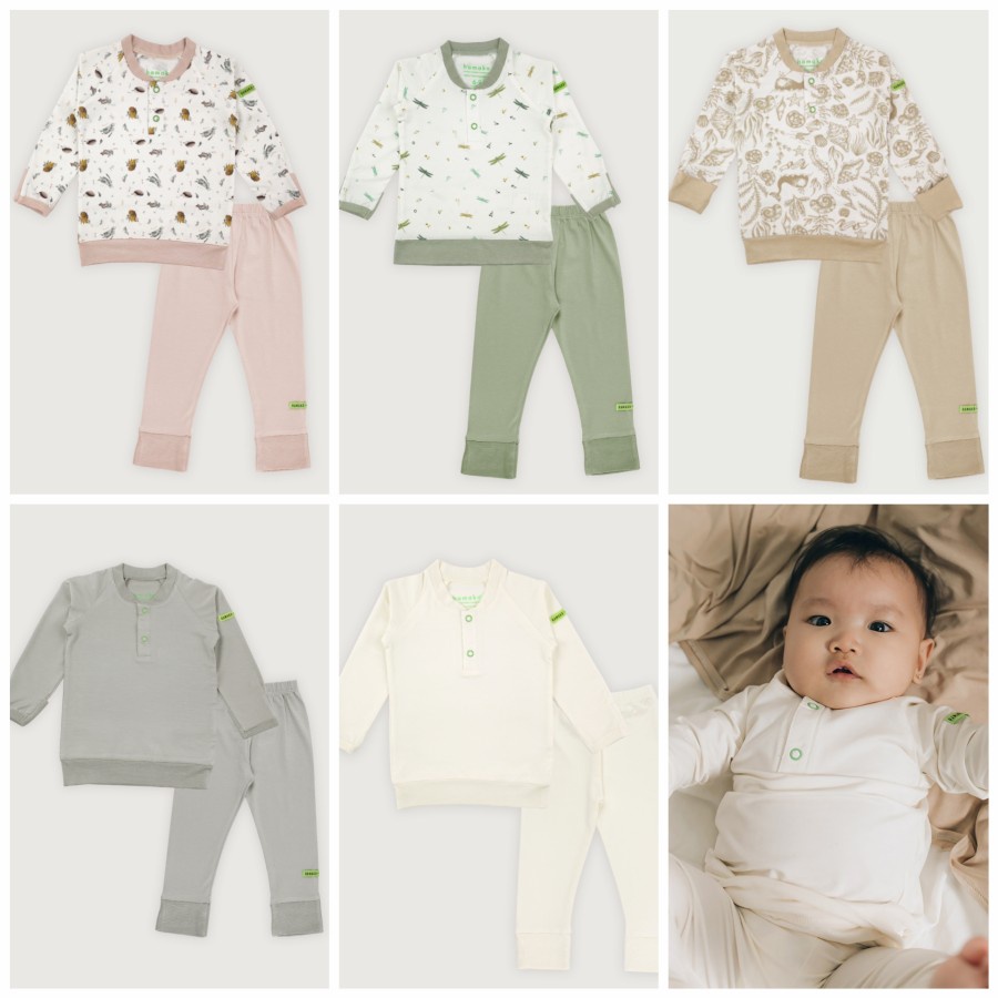 HAMAKO Long Set Tencel/ Baju Anak Tencel/ Piyama Anak